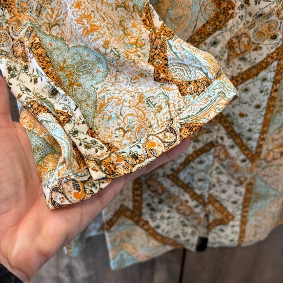 Rose and Olive 1X Top Tunic V Neck Button Down Smocking Boho - Picture 7 of 10